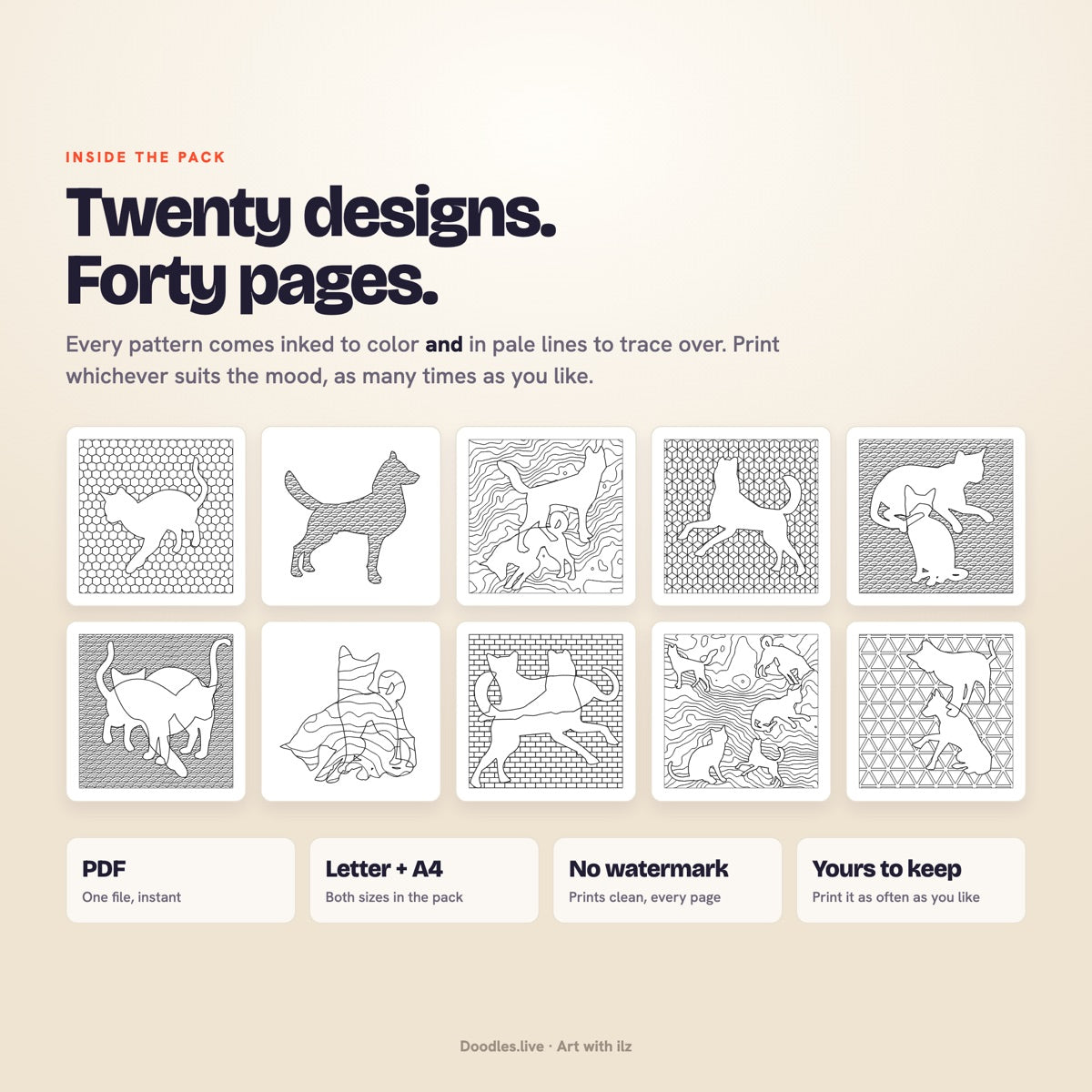 Cats & Dogs: Pet Doodle Patterns