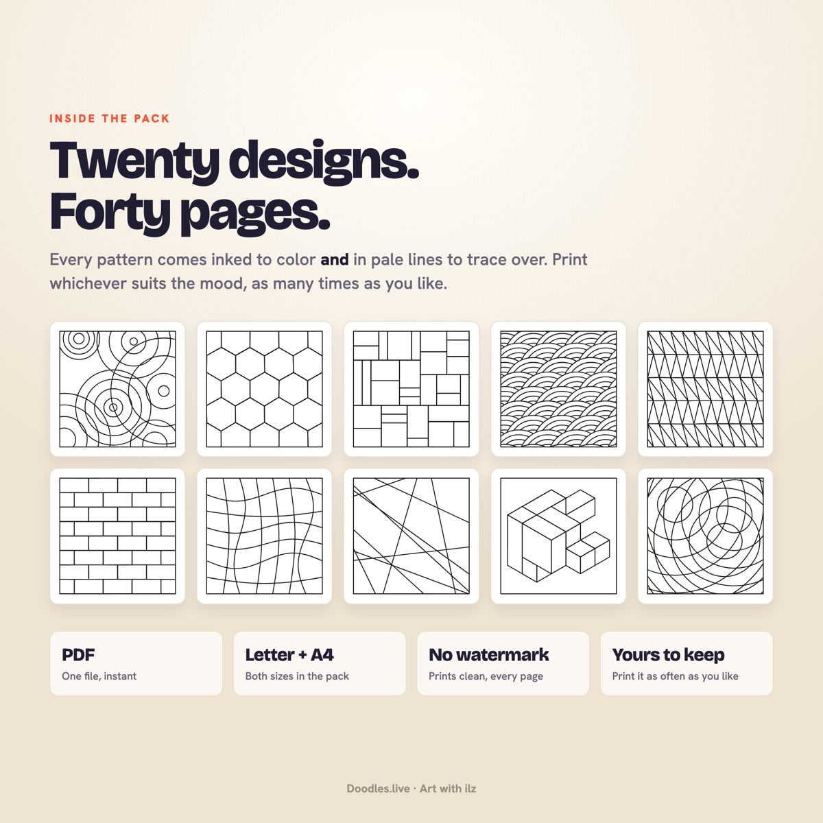 The Bold Sampler: Thick-Line Doodle Patterns