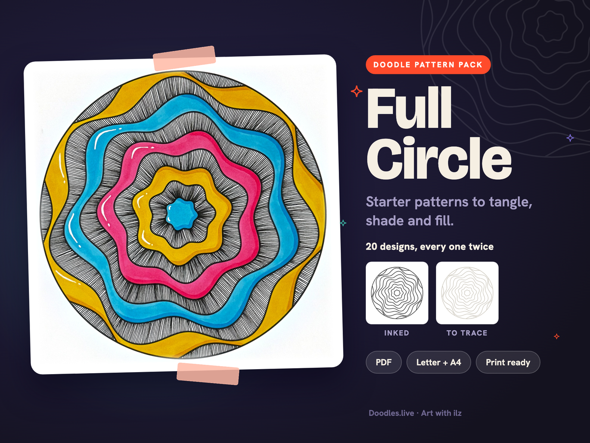 Full Circle doodle pattern pack cover