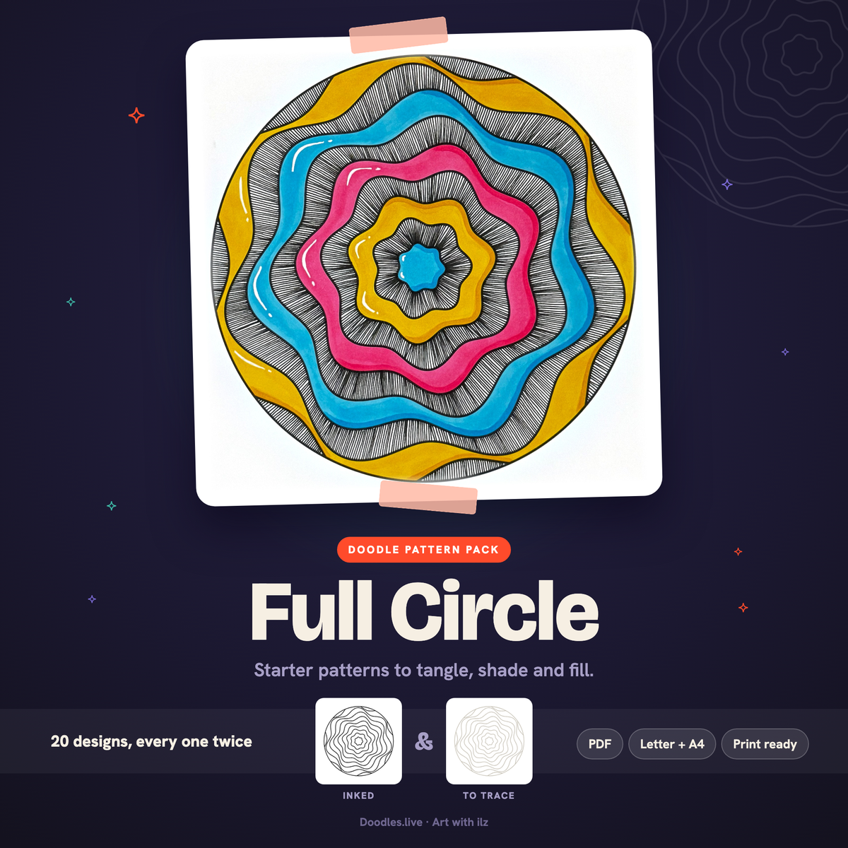 Full Circle round doodle patterns