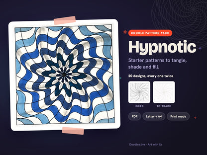 The Hypnotic printable doodle pattern pack
