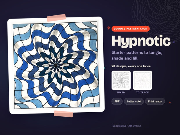The Hypnotic printable doodle pattern pack